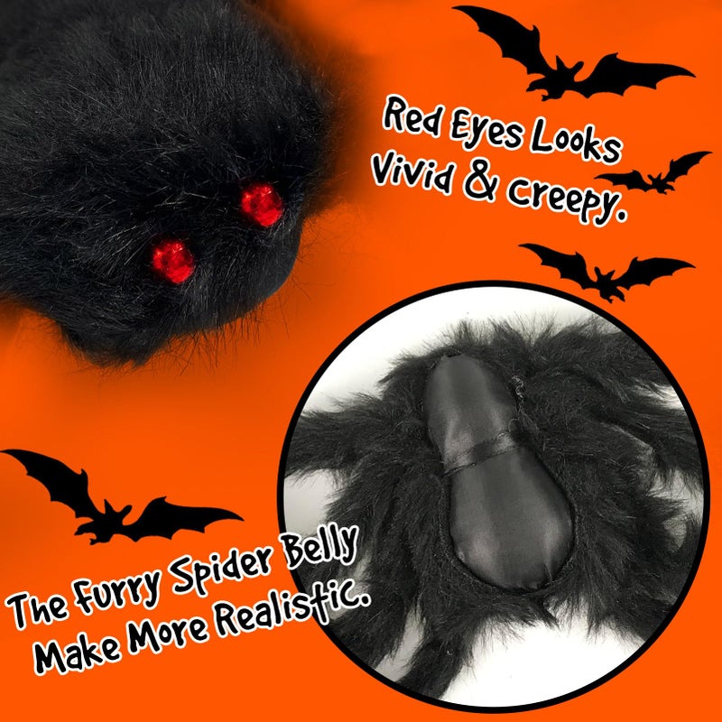 ESSENSON Halloween Spider Decorations, 6 PCS Scary Giant Spiders Set, Realistic Red Eyes and Bendable Legs Spider Decoration Props for Window Wall and Outdoor Indoor Yard Patio House Decor - Image 5